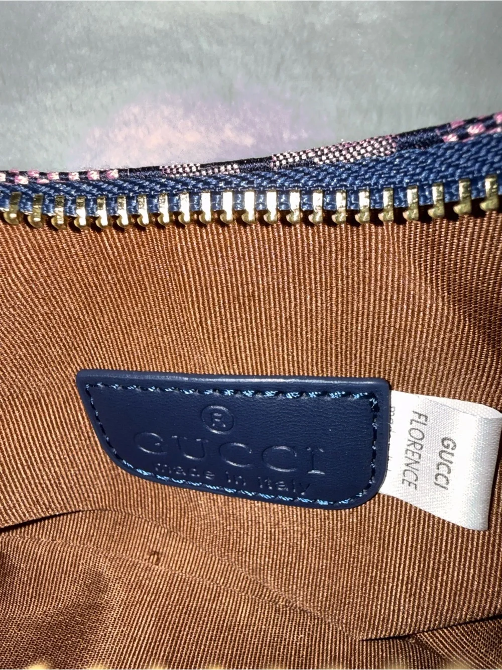 NWOT Source Unknown Purple Canvas Shoulder Bag with Navy Trim & Gold Hardware